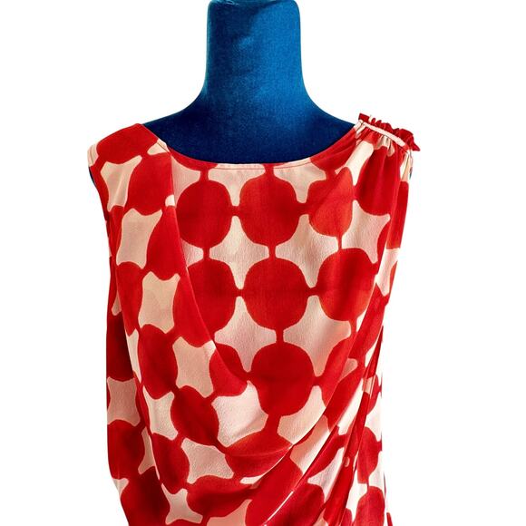 Anthropologie Maeve 100% Silk Draped Abstract Dot Blouse 8 - Picture 3 of 11
